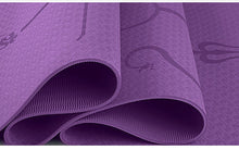 Load image into Gallery viewer, eco-friendly yoga mat with position lines for beginner exercises