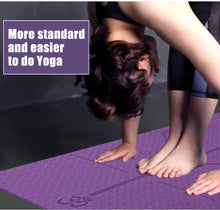 Load image into Gallery viewer, beginner yoga mat with position lines and durable TPE material
