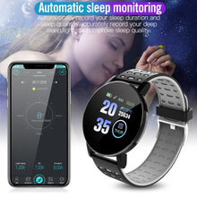 Load image into Gallery viewer, fitness tracking smartwatch with bluetooth connection for home and gym

