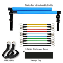 Load image into Gallery viewer, portable yoga bar with exercise resistance bands for workouts
