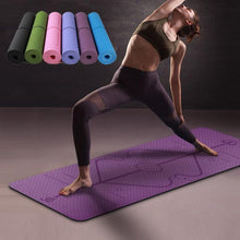 Load image into Gallery viewer, TPE yoga mat with position lines for beginners and pilates
