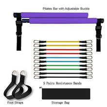 Load image into Gallery viewer, yoga pilates exercise bar and resistance band kit for full body training
